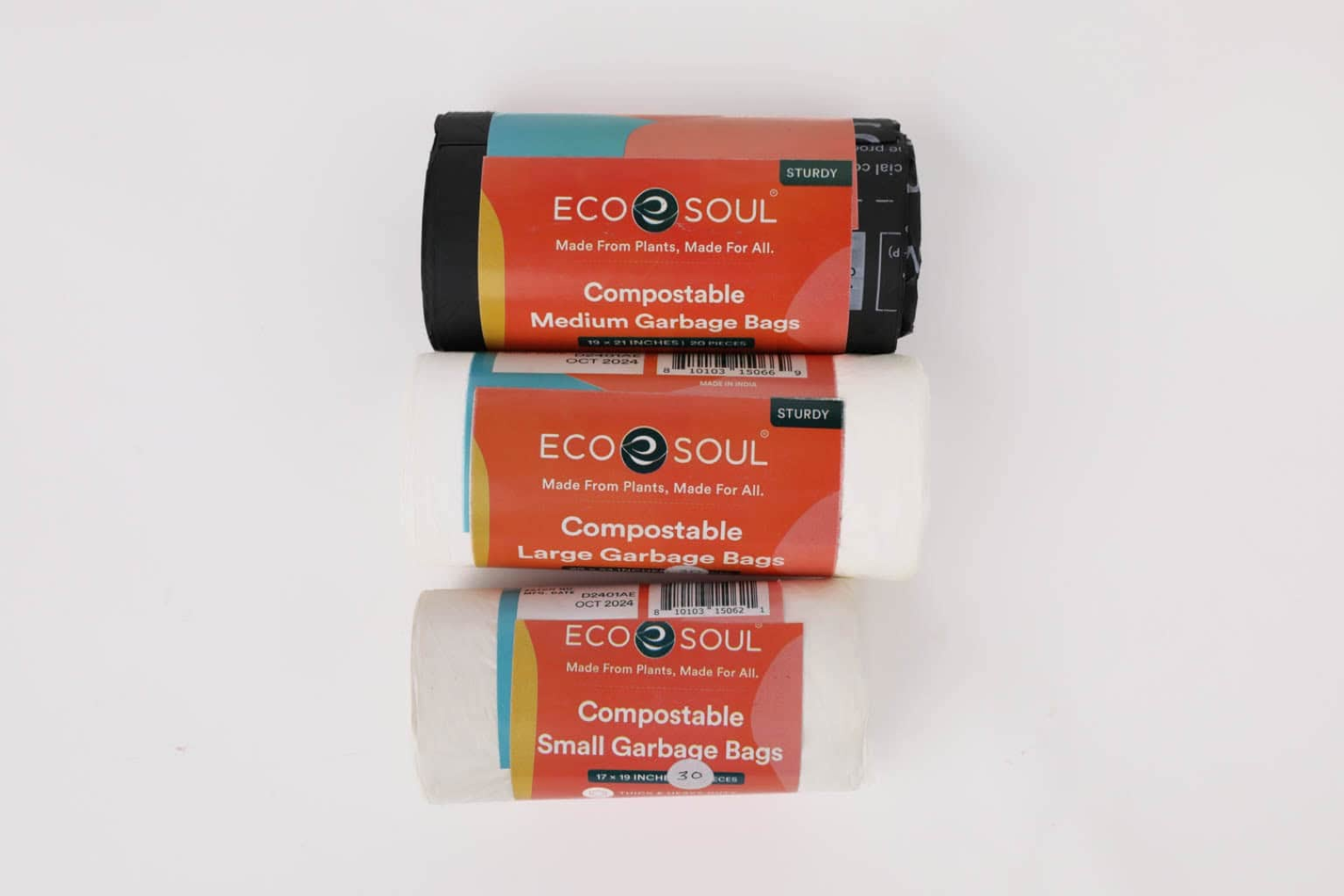 ECOSOUL COMPOSTABLE TRASH BAGS 24''X30'' 15PCS